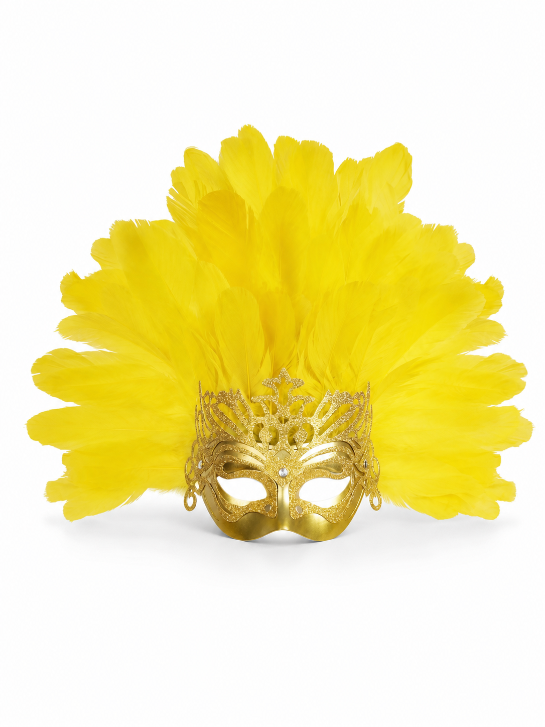 Carnival Headpiece with Feathers and Gold Decoration