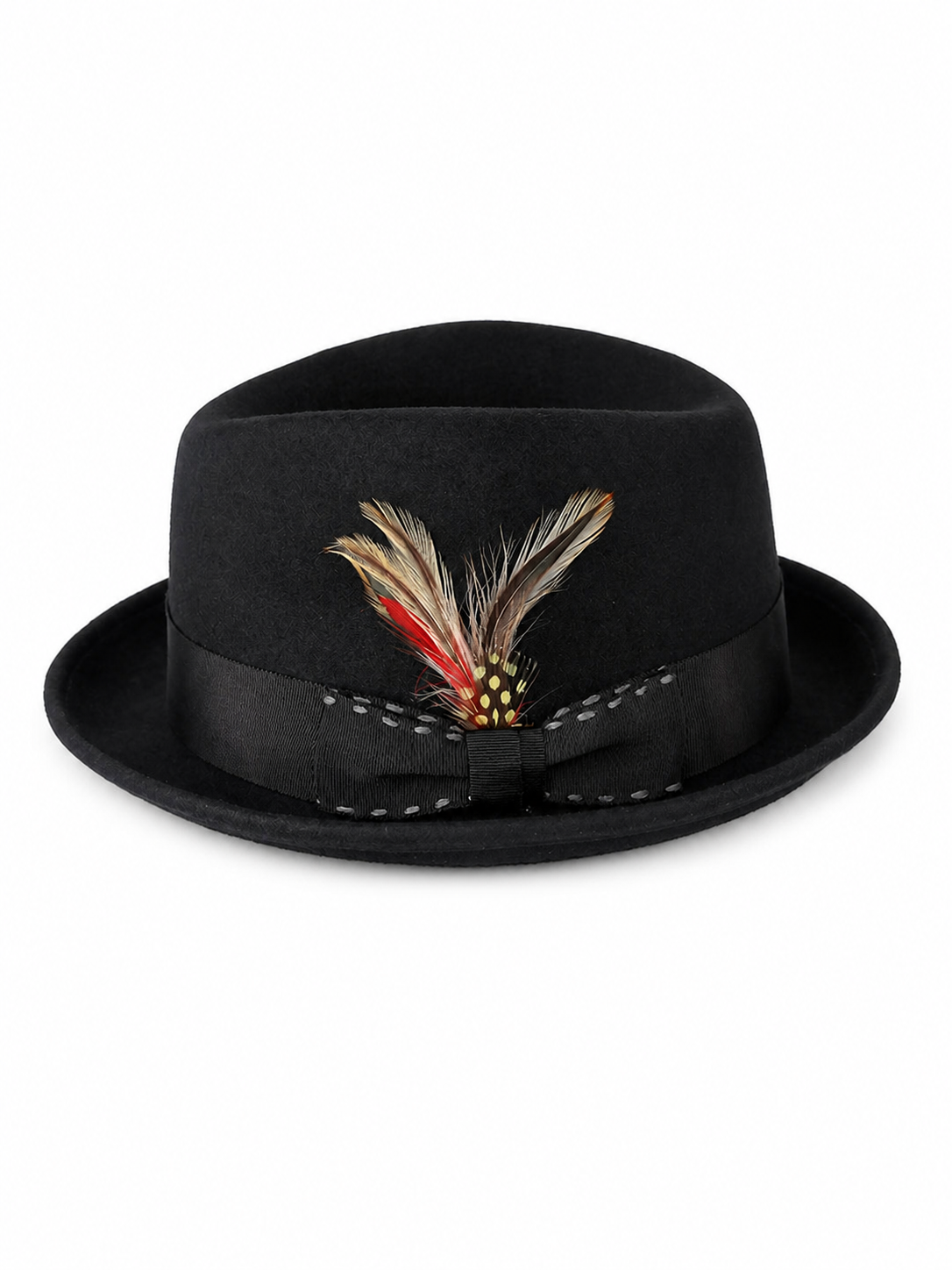 Carnival Fedora Hat with Feathers and a Wide Brim