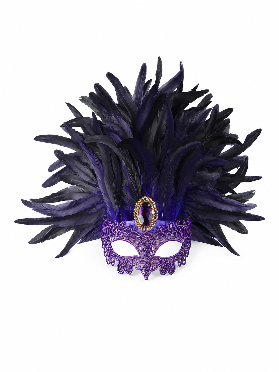 Carnival Feather Headpiece with Mask