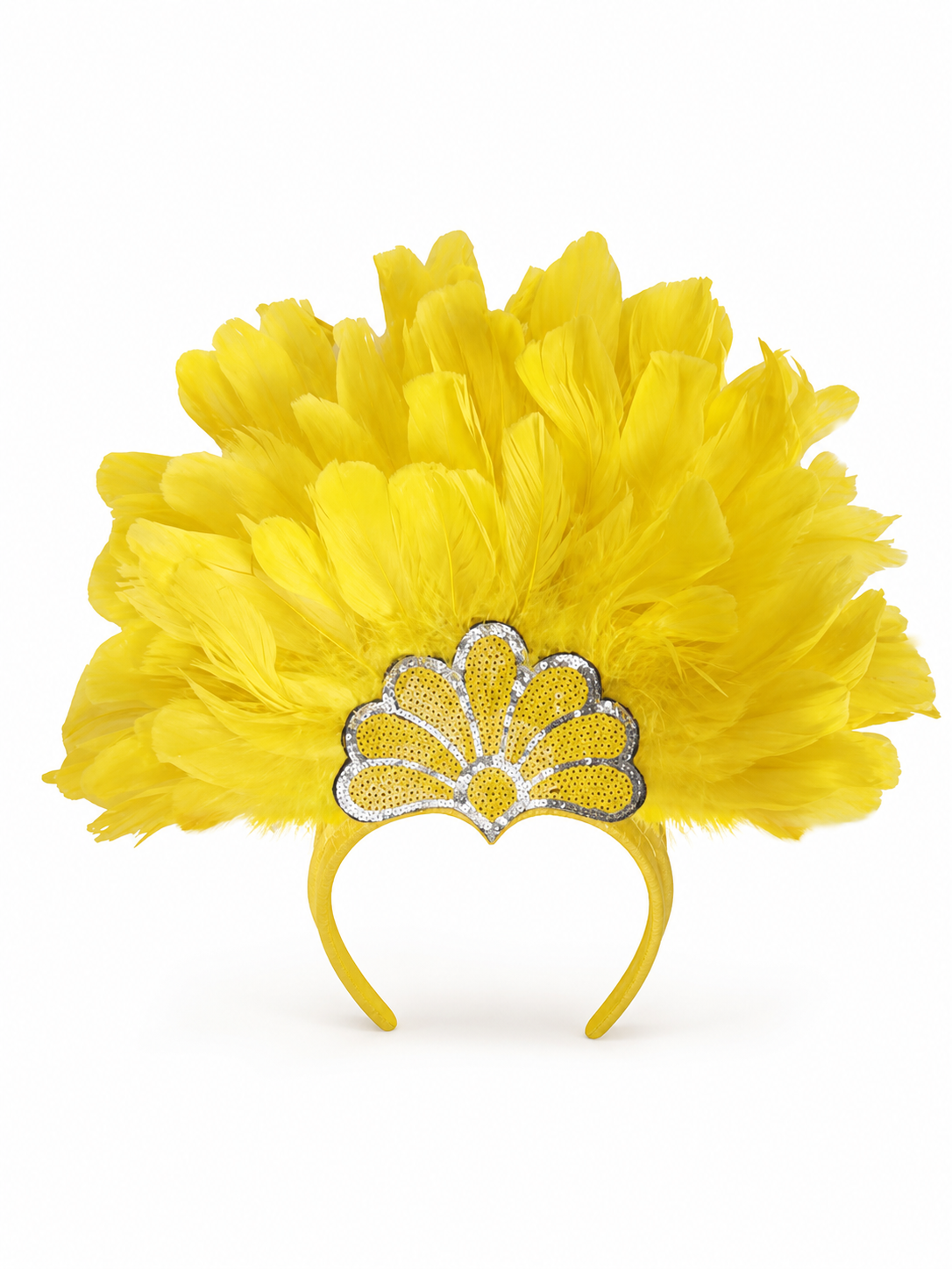 Yellow Carnival Headpiece with Gold Fan