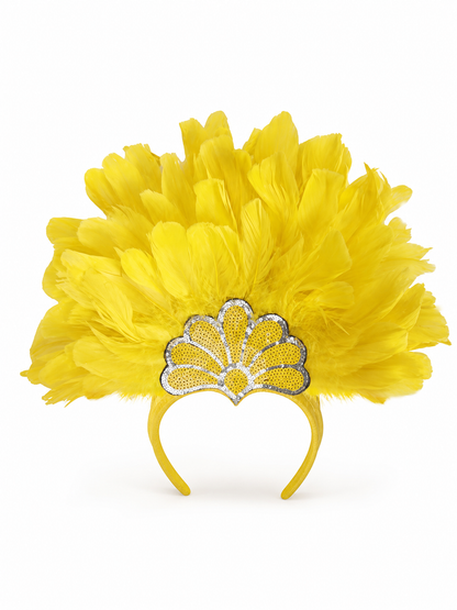 Yellow Carnival Headpiece with Gold Fan