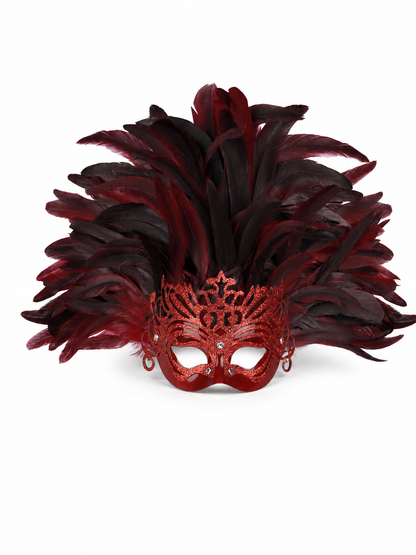 Carnival headpiece with feathers and mask