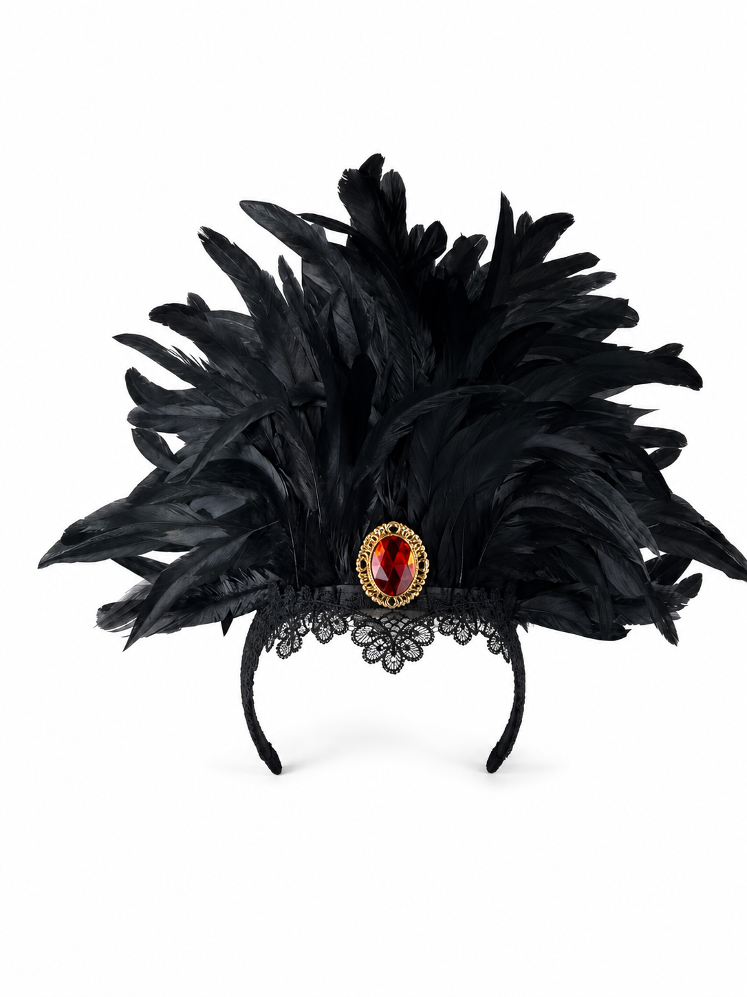 Carnival headpiece with black feathers