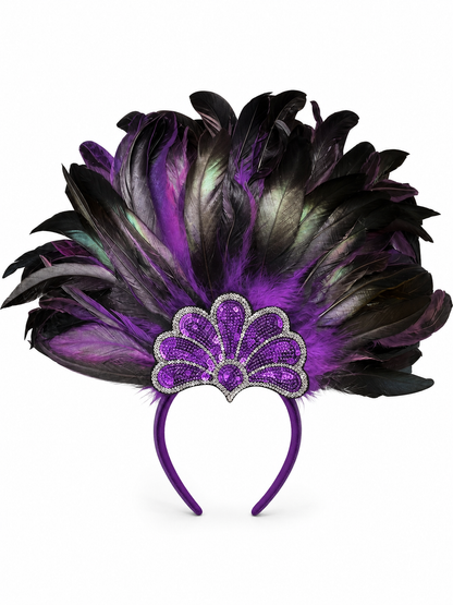Carnival Headpiece with Purple Feathers