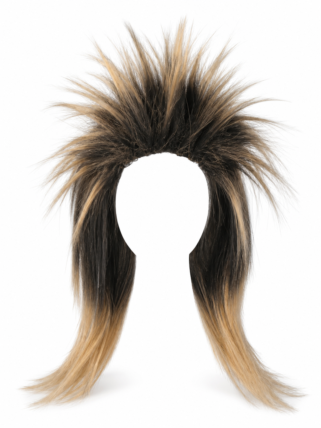 Black and blonde spiked mohawk wig product view 17