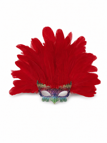 Carnival Headpiece with Red Feathers