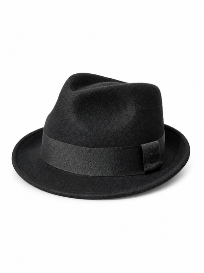 Black Carnival Fedora Hat with Ribbon