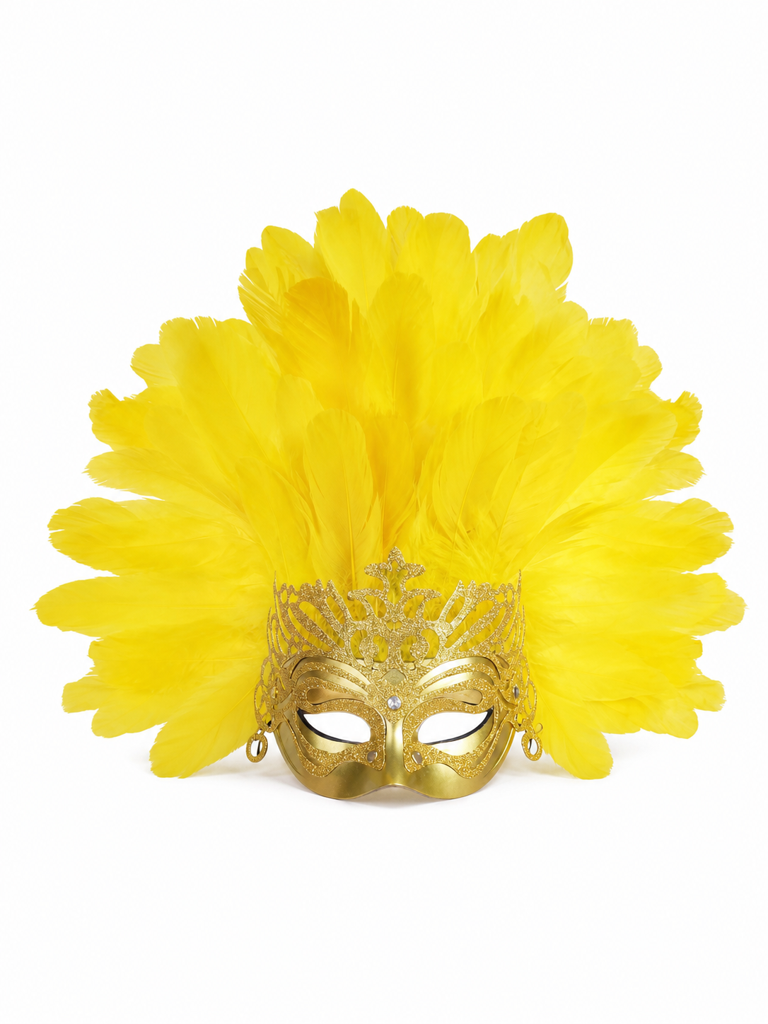 Yellow Feather Carnival Mask Headpiece product view 22
