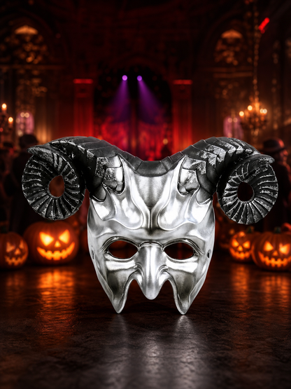 1pc Halloween Horned Demon Face Mask, Full Face Gothic Horror Style for Costume Party