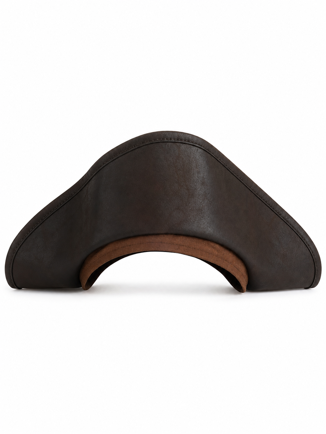Women's Pirate Hat for Costume Parties, Cosplay and Themed Events, Tall Curved Crown, Wide Asymmetrical Brim, Dark Brown to Black Textured Design