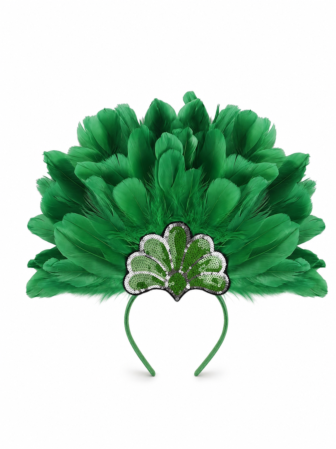 Carnival Headpiece with Green Feathers