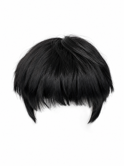 Short Black Carnival Wig with Straight Bangs