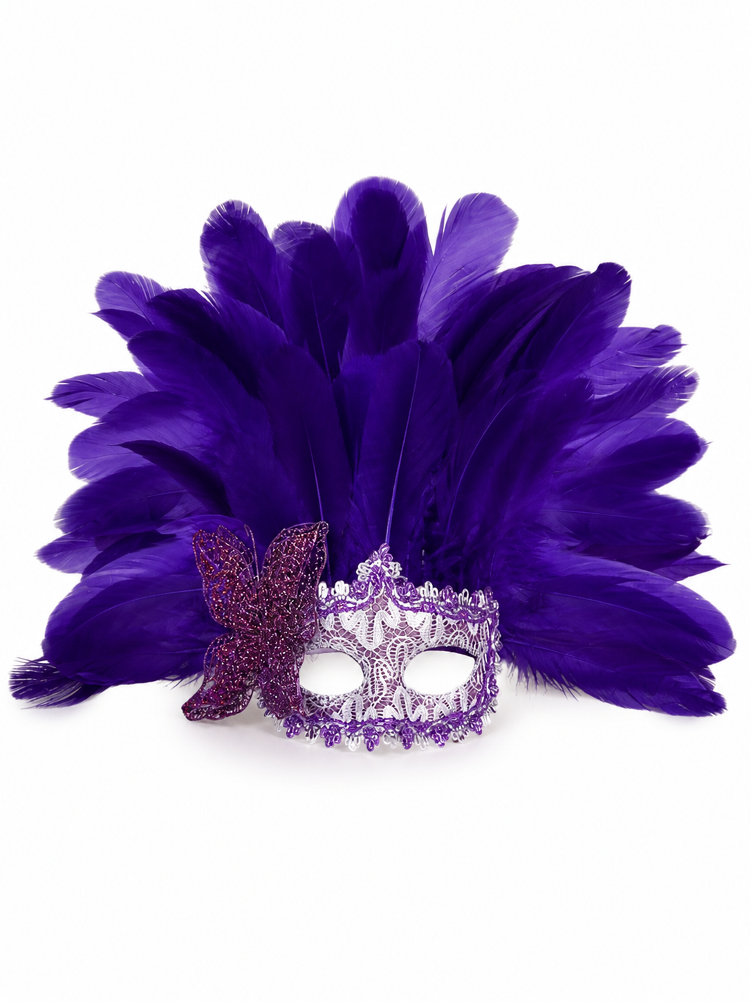 Carnival headdress with feathers and a mask