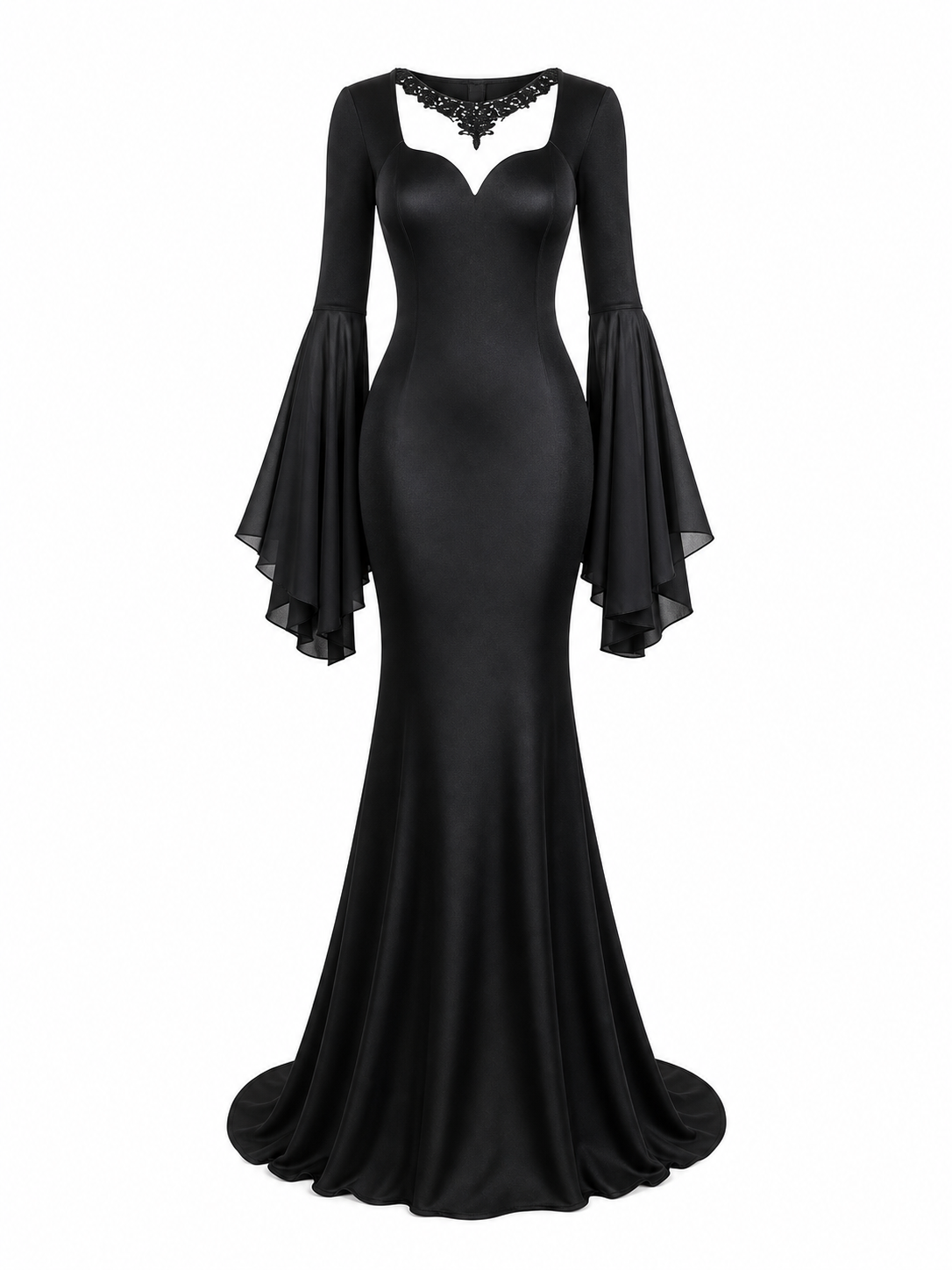 Black Gothic Floor-Length Evening Dress