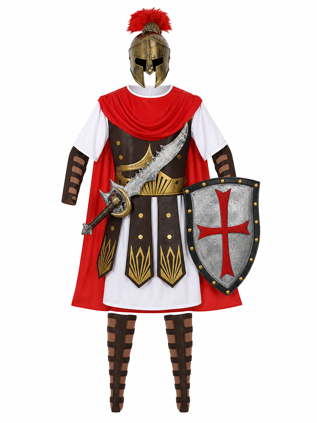 Roman warrior costume with shield and sword for cosplay