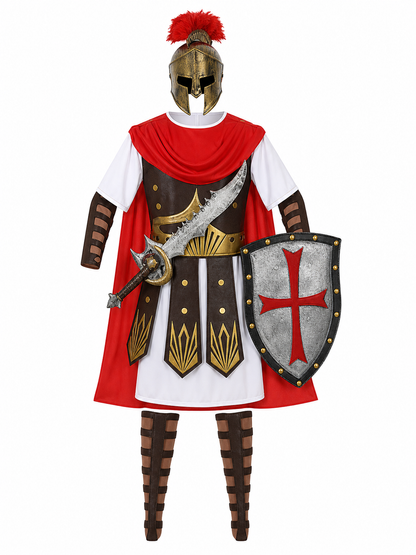 Roman warrior costume with shield and sword for cosplay