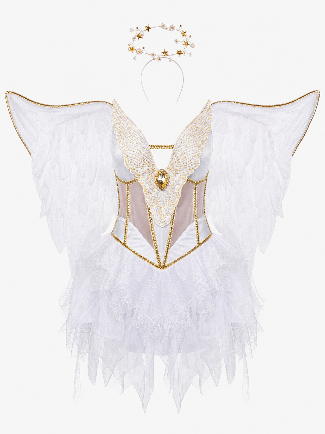 Angel Costume with Wings and Halo for Halloween