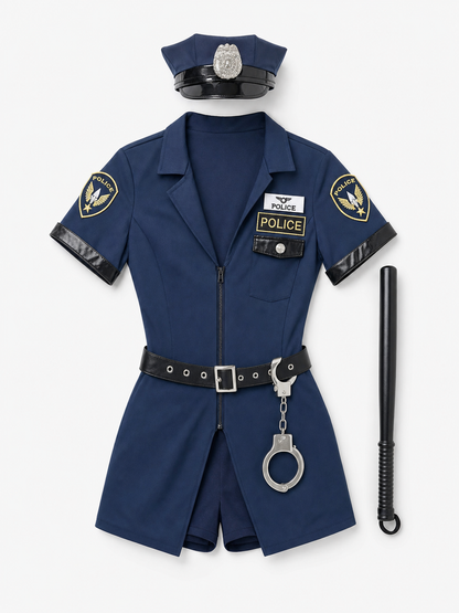 Police cosplay costume with belt and cap