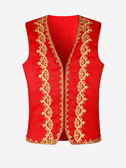 Embroidered Carnival Vest for Halloween, Red