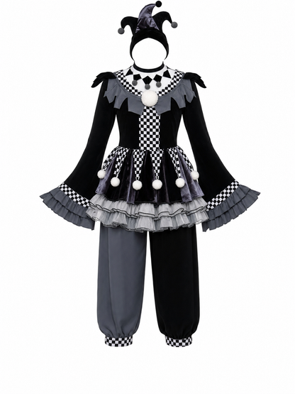 Gothic-Style Clown Costume for Halloween