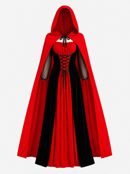 Little Red Riding Hood Costume with Hooded Cape and Dress