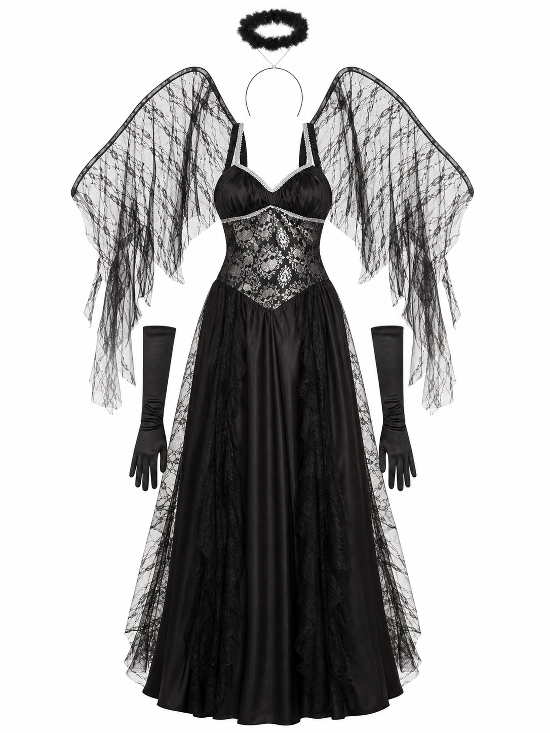 Gothic Angel Halloween Costume with Wings