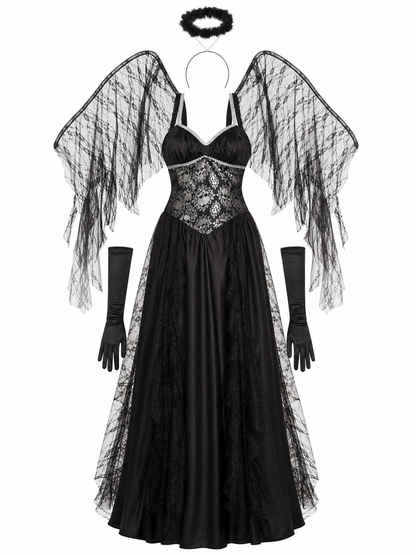 Gothic Angel Halloween Costume with Wings