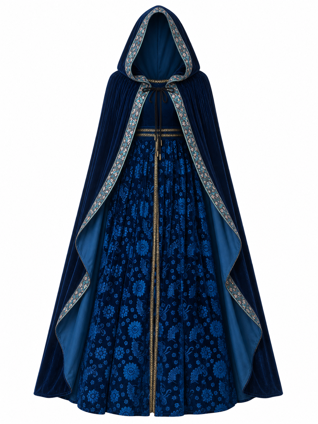 Queen cosplay costume with hood and cape