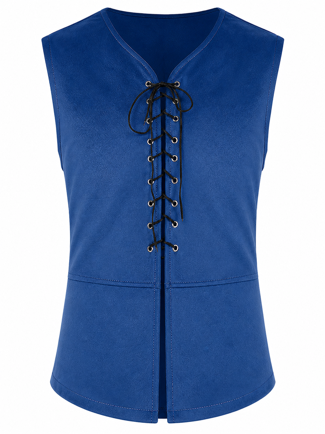 Dark Navy Lace-Up Corset Vest with a V-Neck
