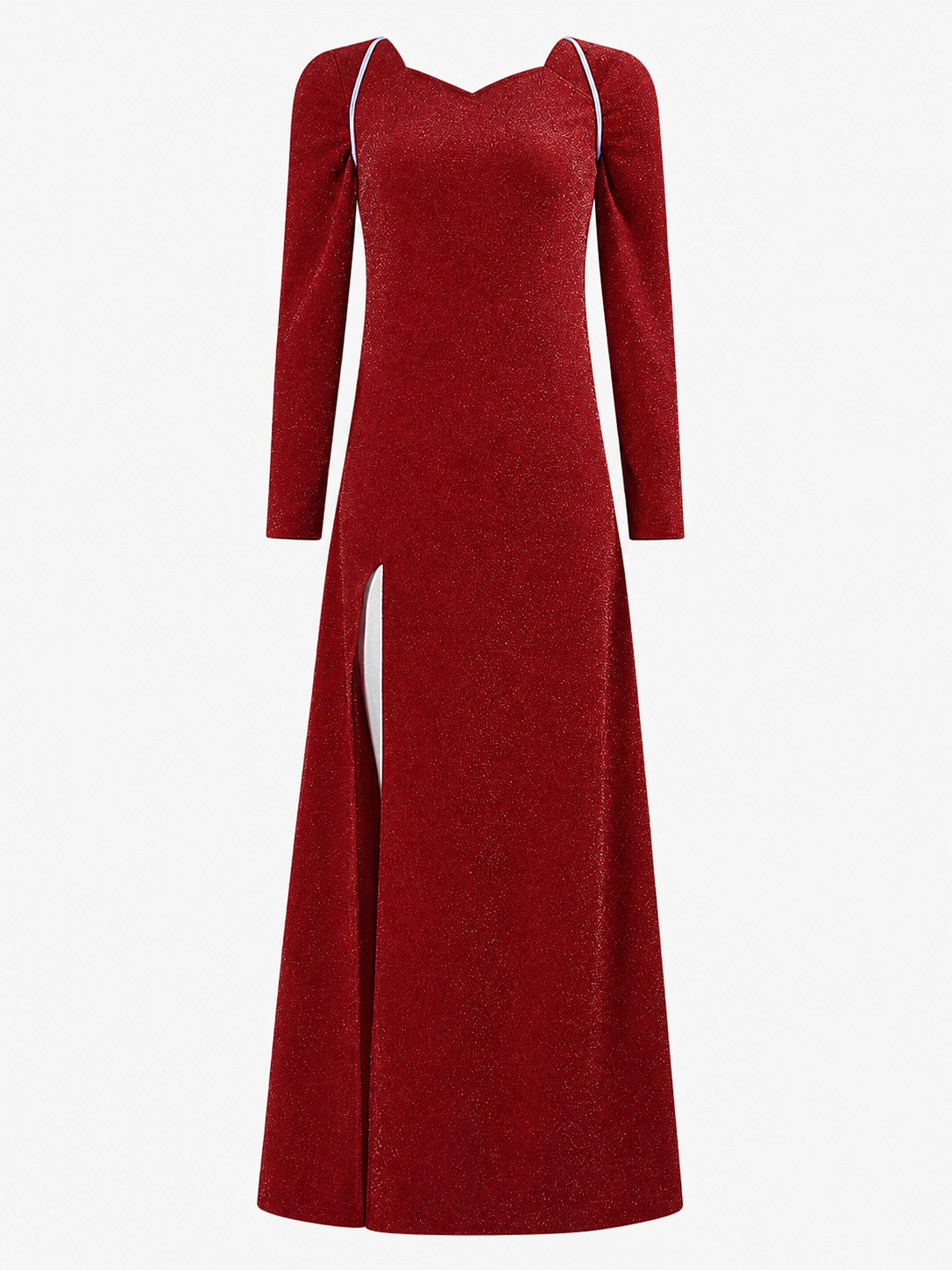 Shrek Costume: Red Long-Sleeve Maxi Dress product-only view 2