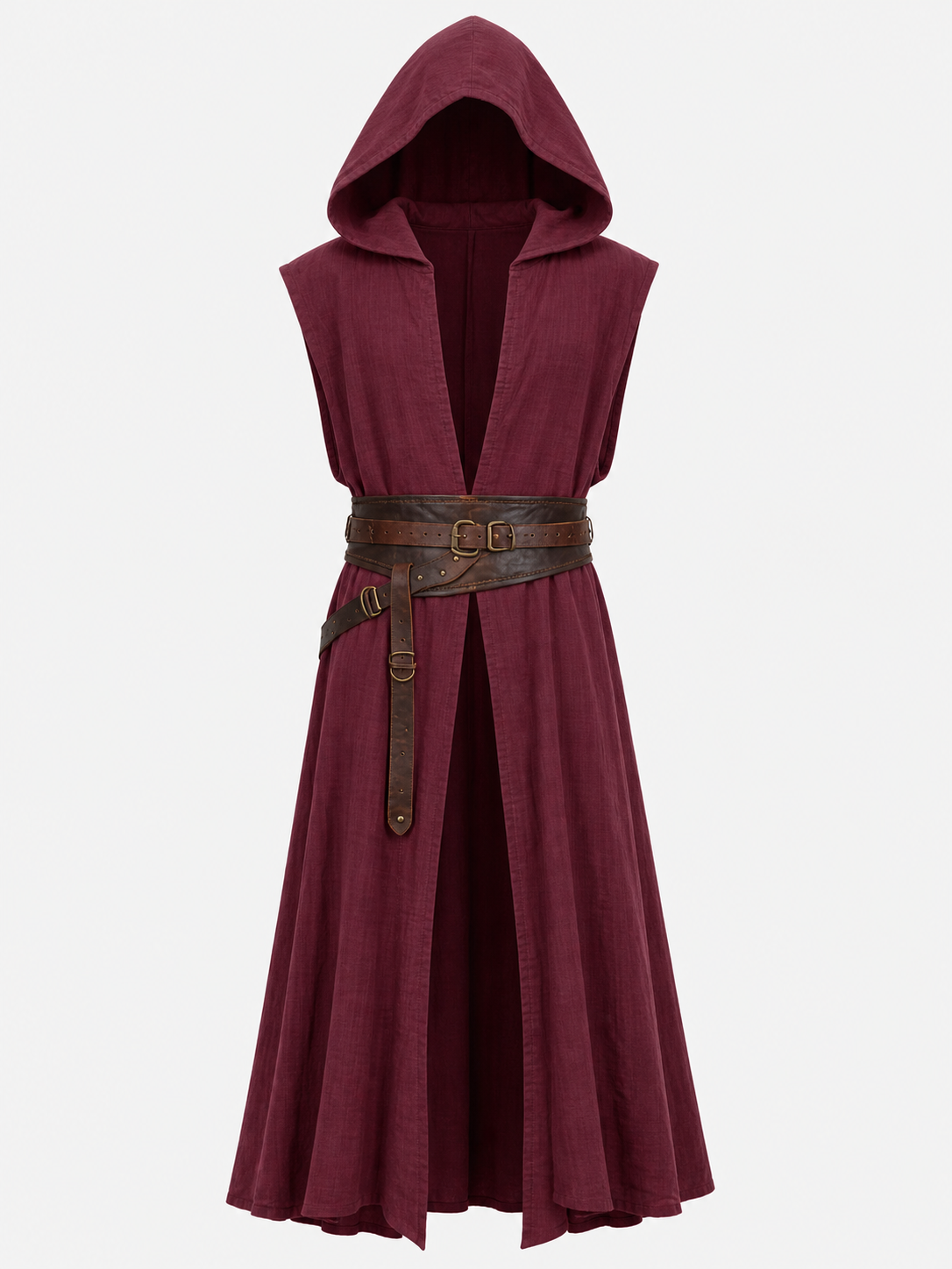 Medieval Hooded Cloak, Wine Red