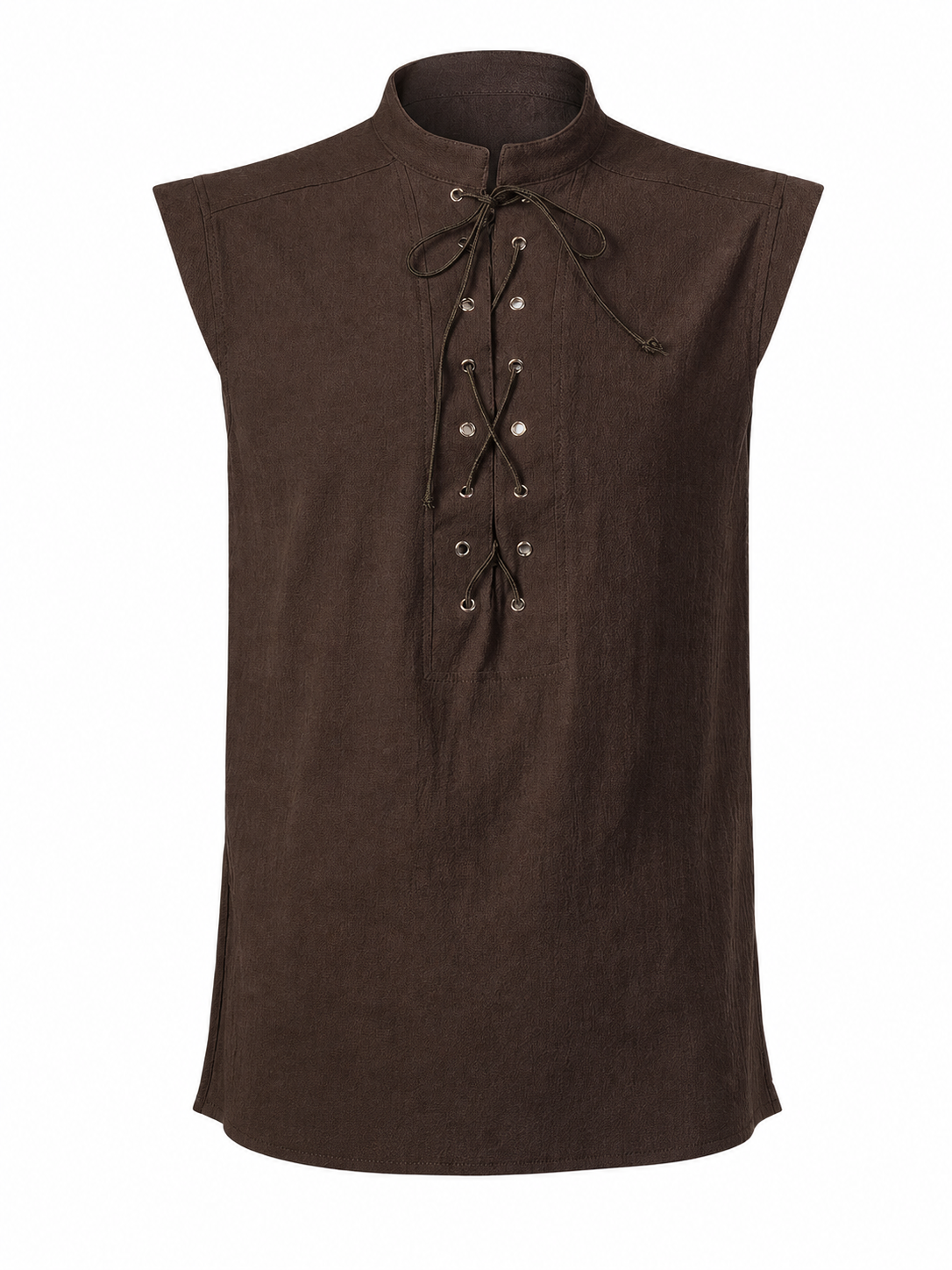 Halloween Sleeveless Lace-Up Vest with Stand Collar