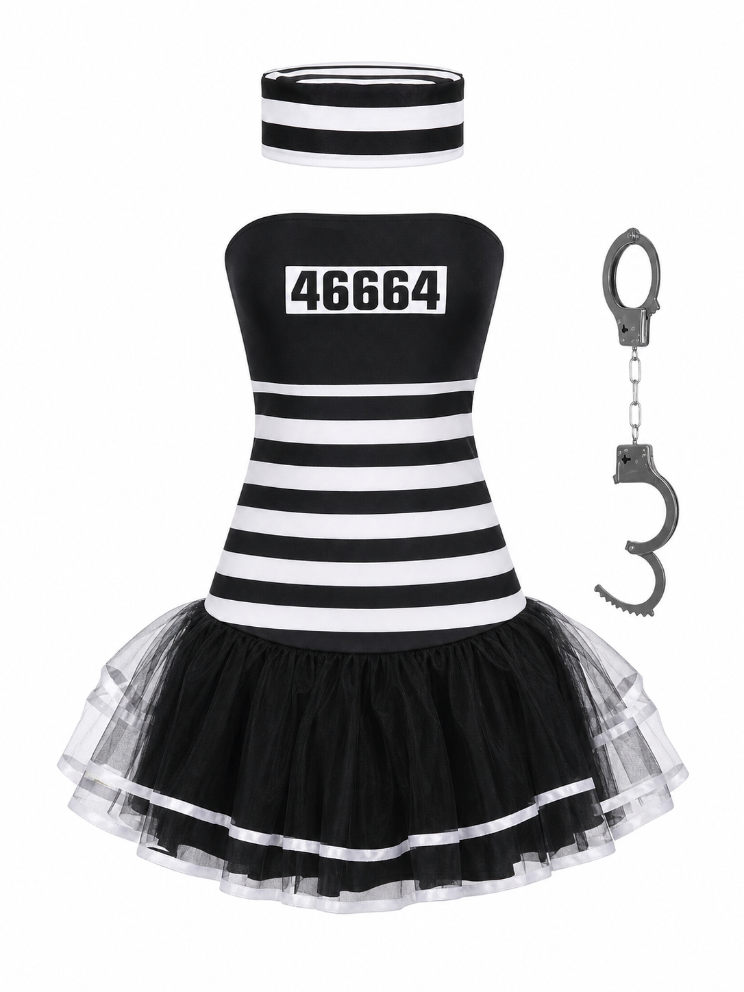Striped Prison-Themed Halloween Costume