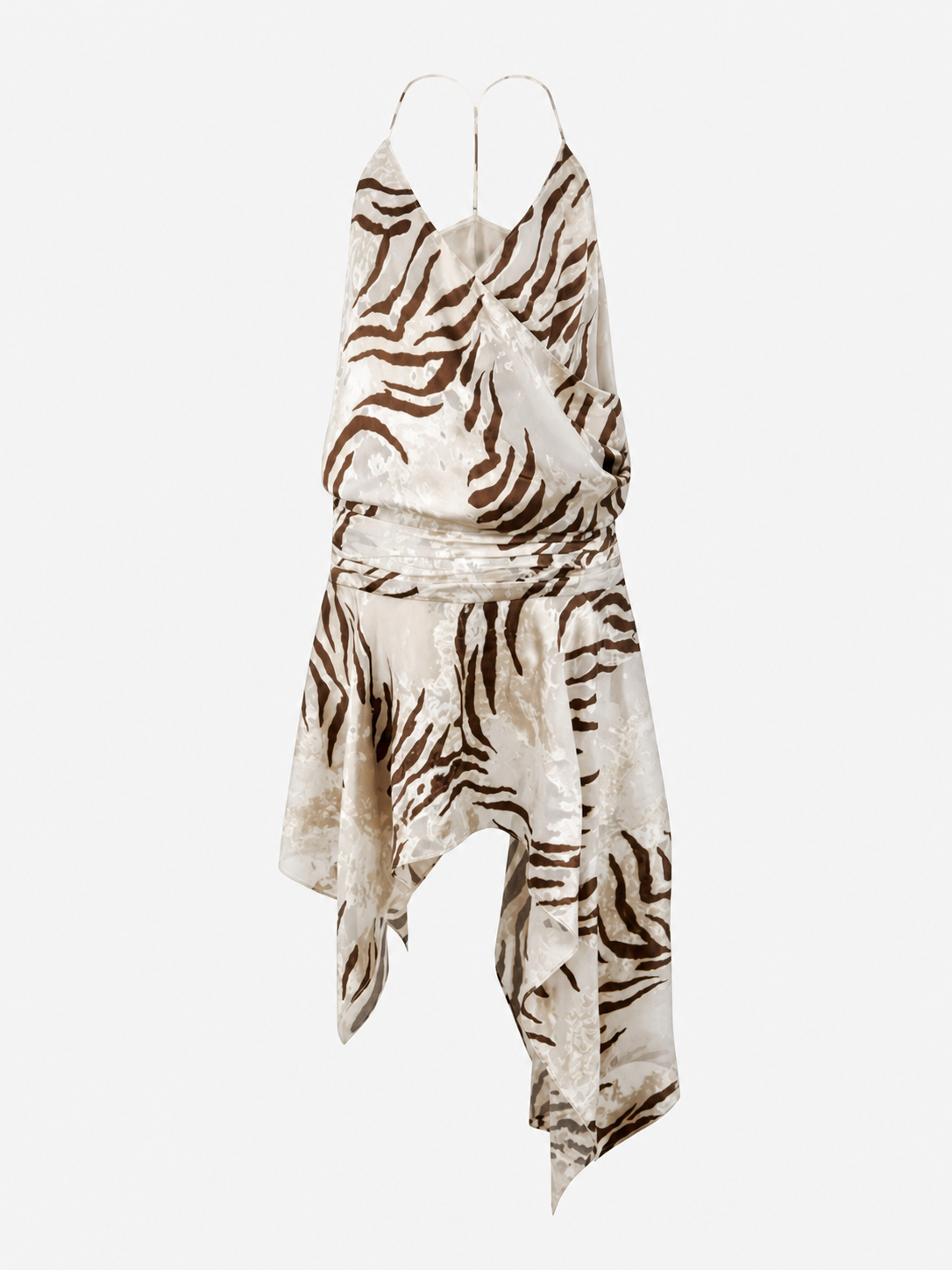 NUTO Asymmetrical Halter Dress with Zebra Print