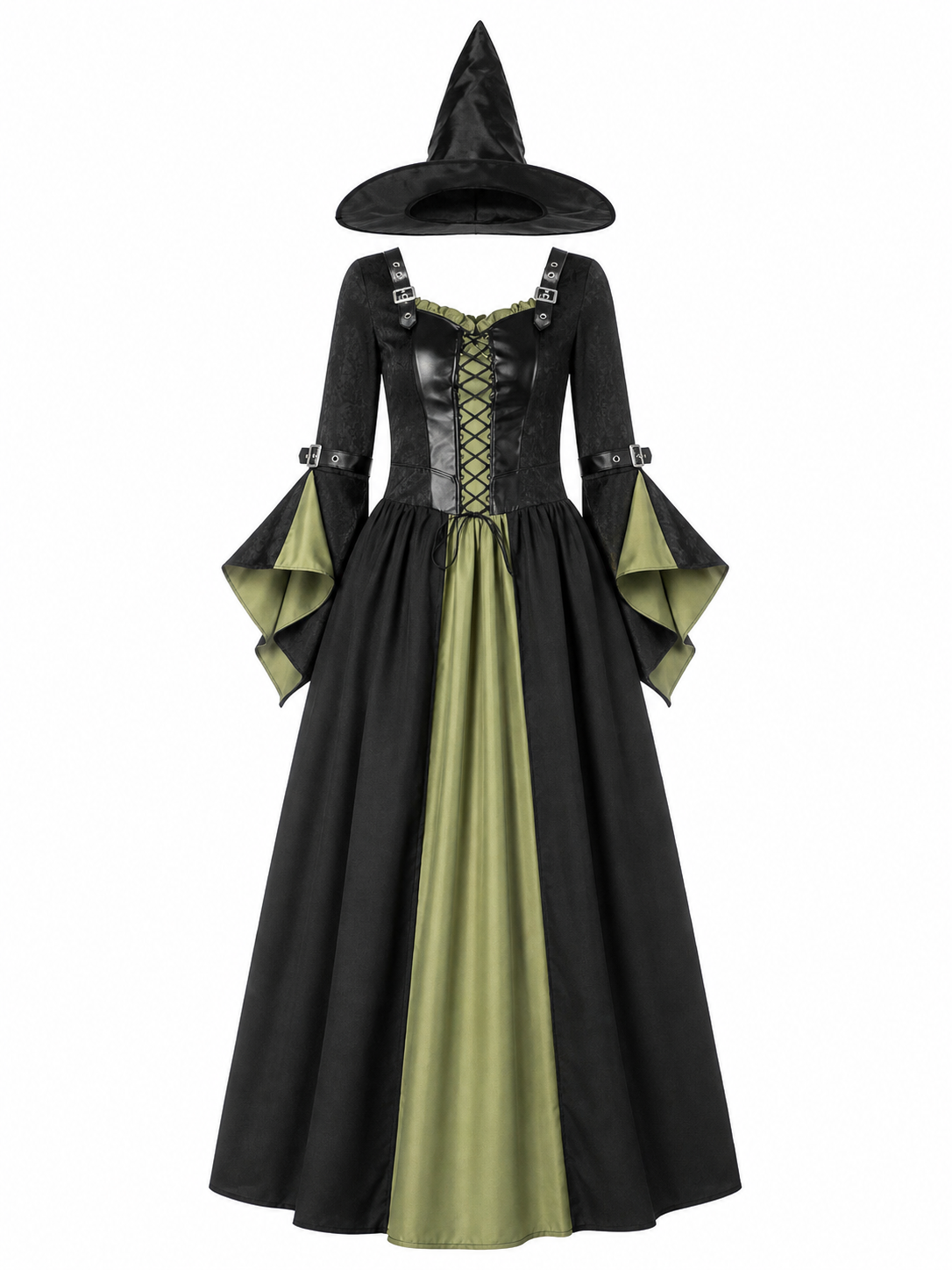 Long Witch Costume Dress for Halloween with Hat