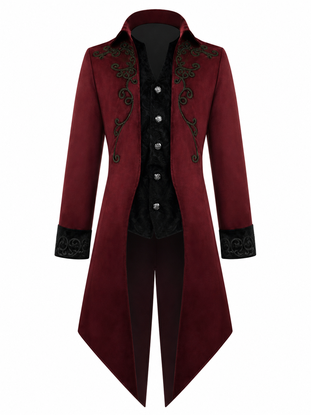 Carnival Long Embroidered Cloak, Burgundy