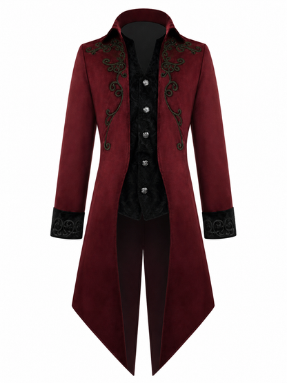 Carnival Long Embroidered Cloak, Burgundy