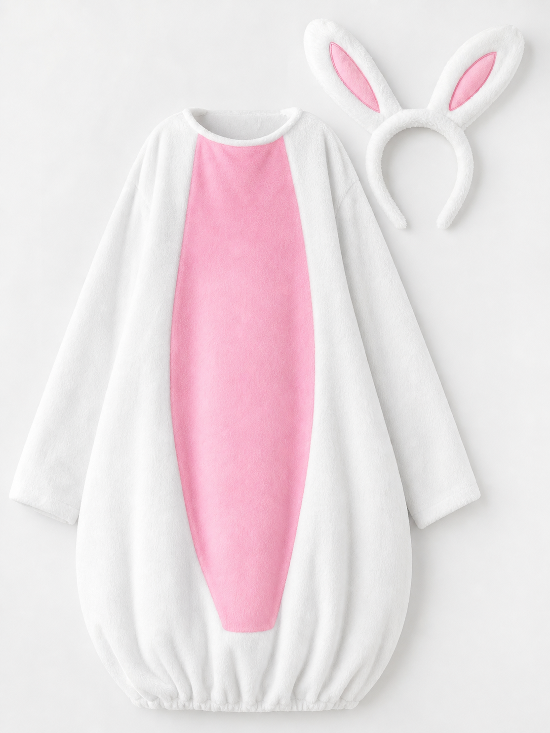 Rabbit Costume with Ears, Tail, and Pink Panel