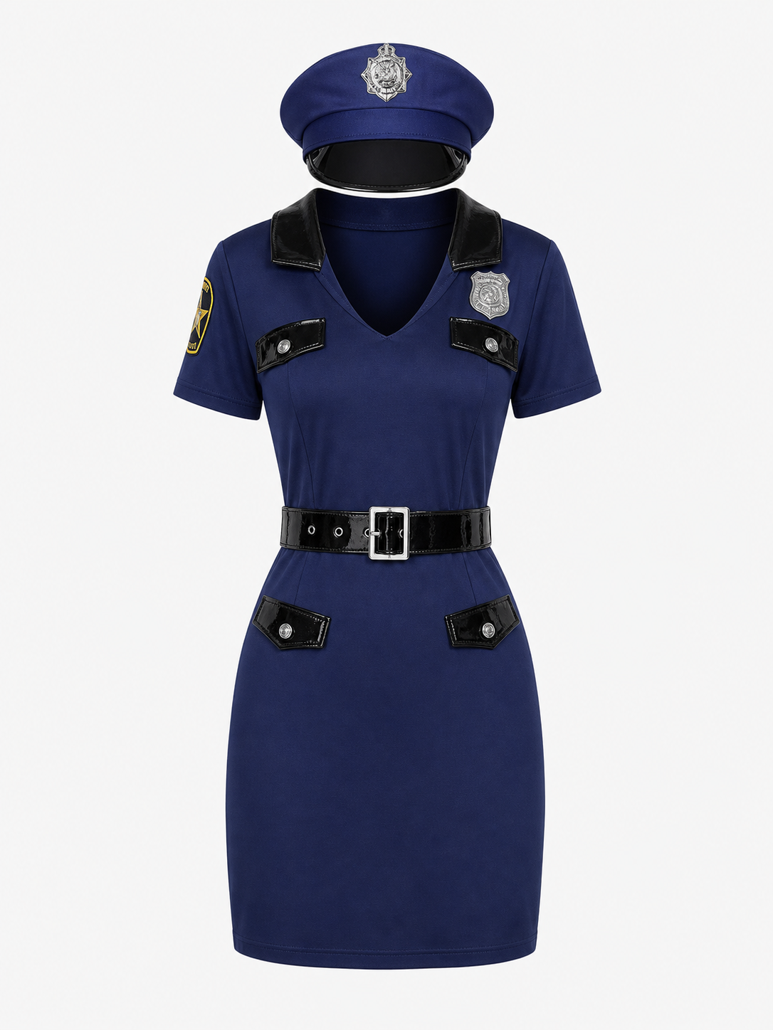 Police cosplay costume with cap and belt