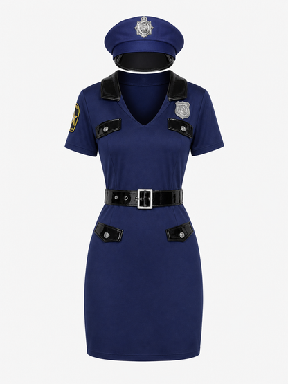 Police cosplay costume with cap and belt