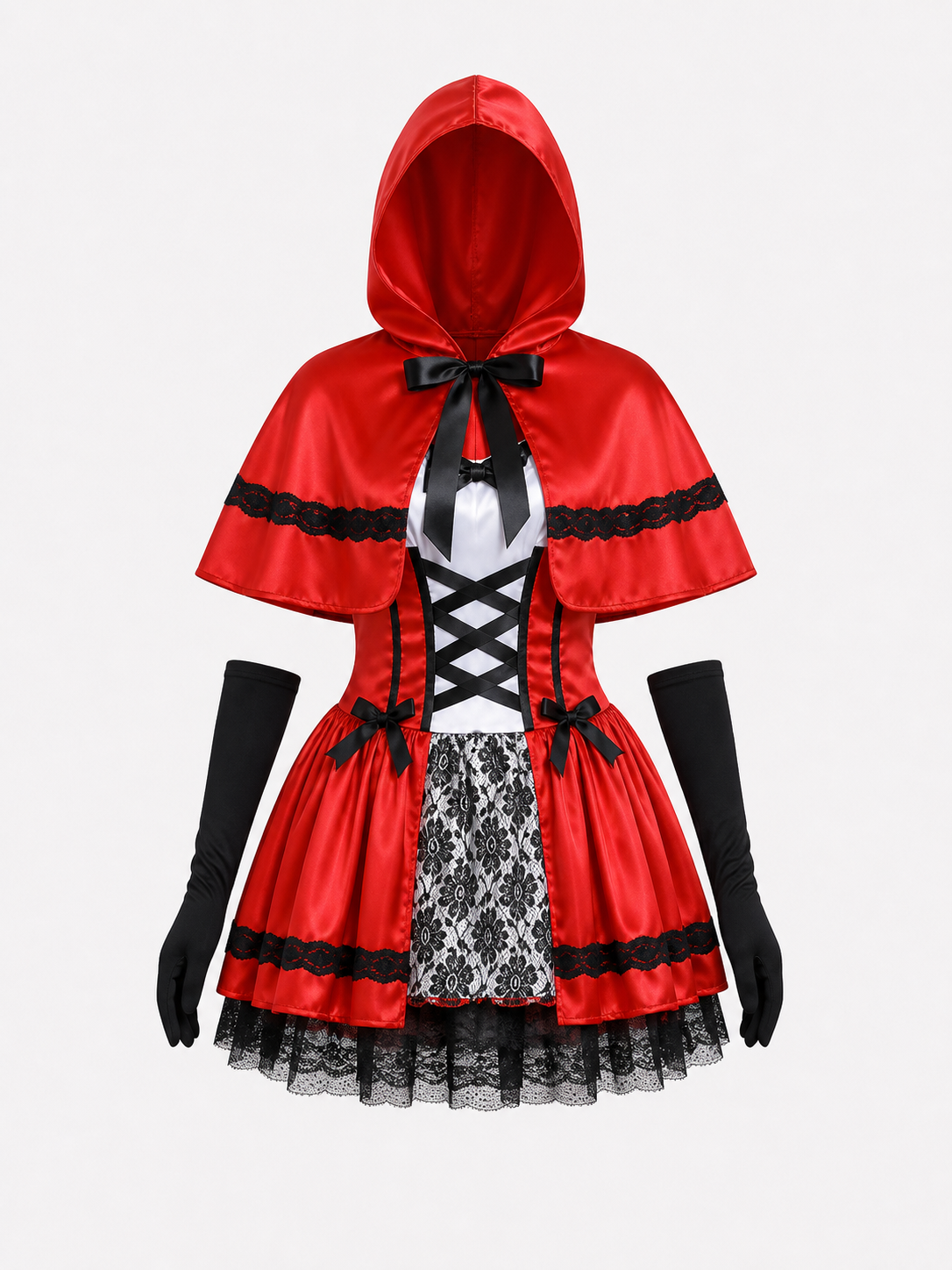 Little Red Riding Hood Costume with Hood and Gloves