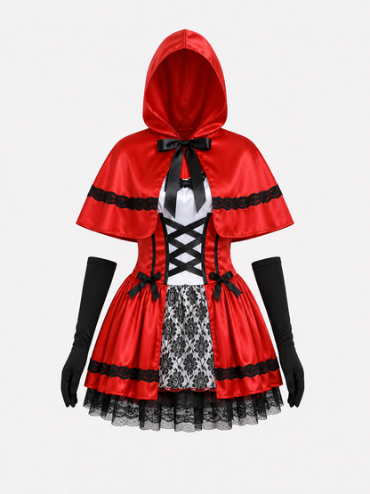 Little Red Riding Hood Costume with Hood and Gloves