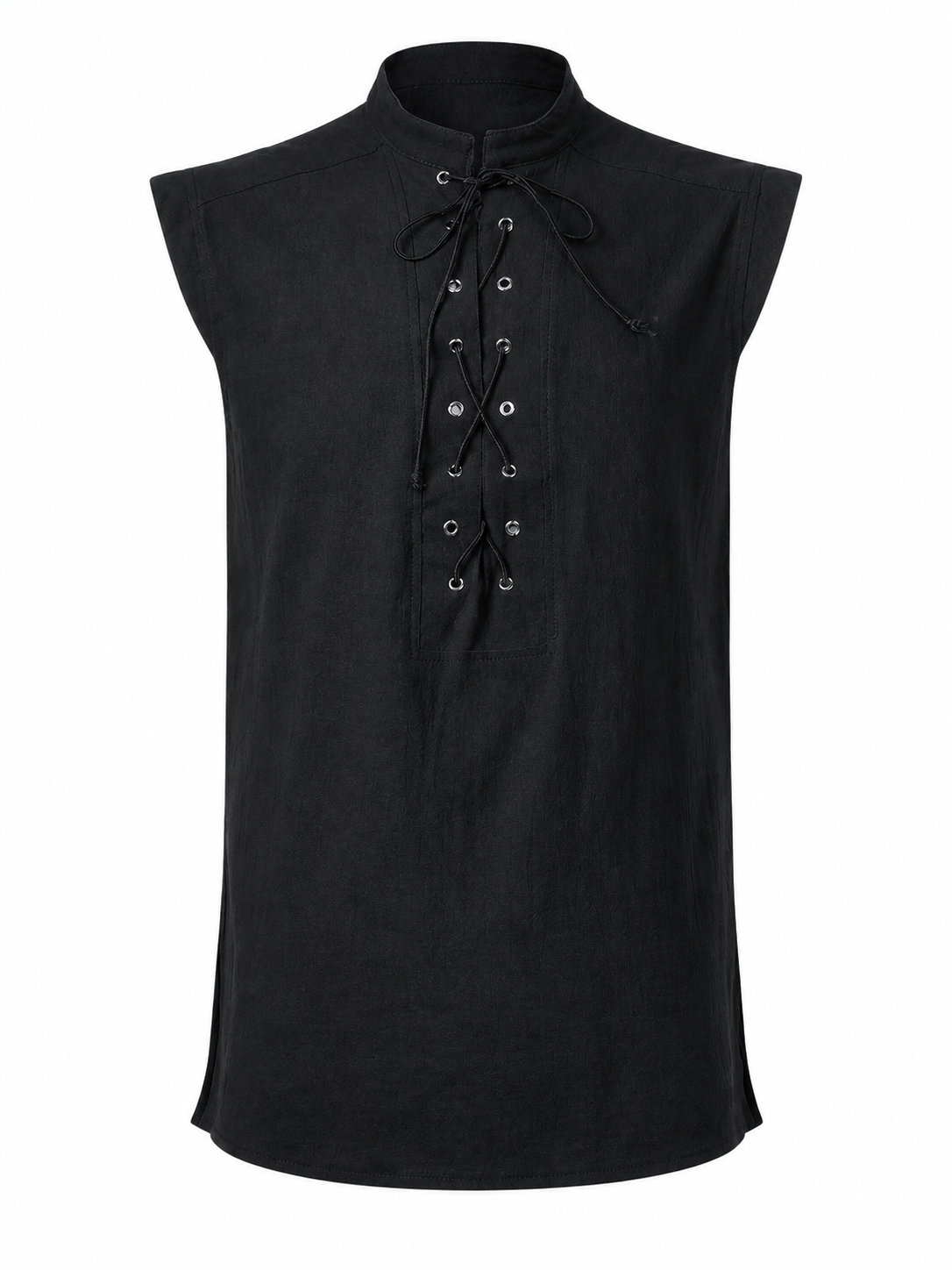 Gothic Lace-Up Vest with Stand Collar
