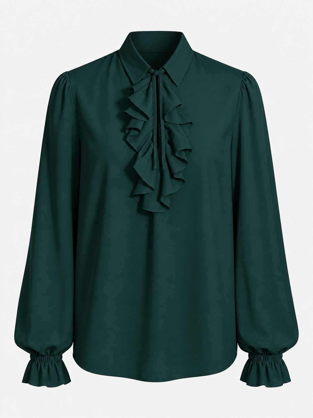 Vintage Ruffled Blouse, Dark Green