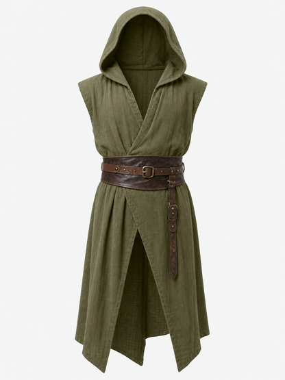Medieval Cosplay Hooded Tunic with Belt