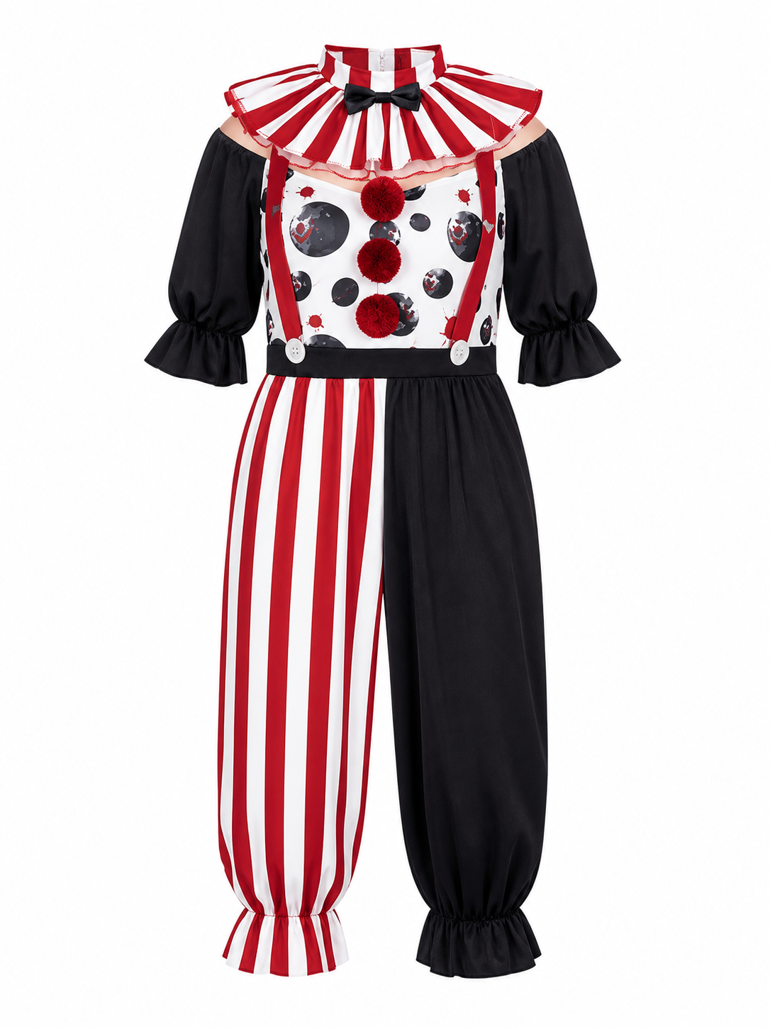Halloween Clown Costume with Collar and Gloves