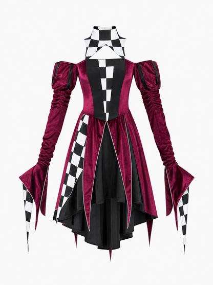 Clown Cosplay Dress with Mask and Accessory