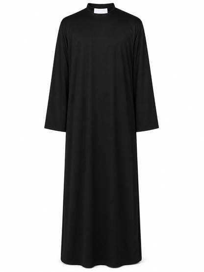 Halloween Priest Costume, Black Robe with Collar