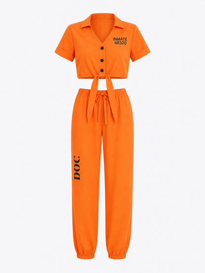 Halloween costume, orange printed set