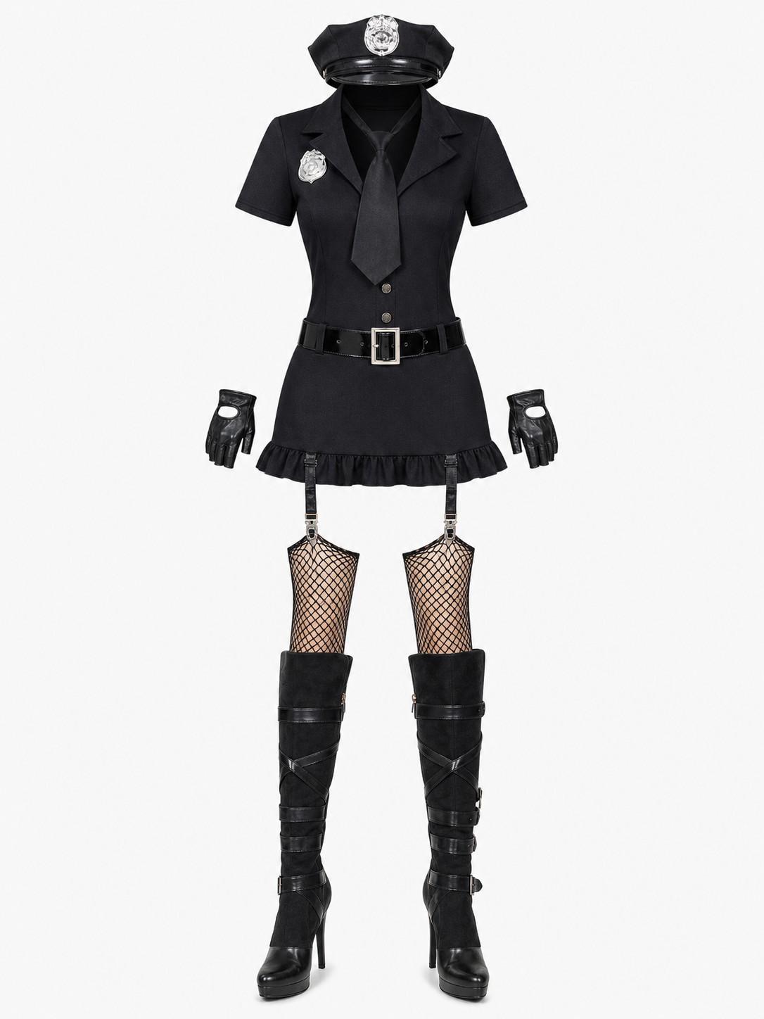 Police Uniform Costume with Mini Dress and Accessories